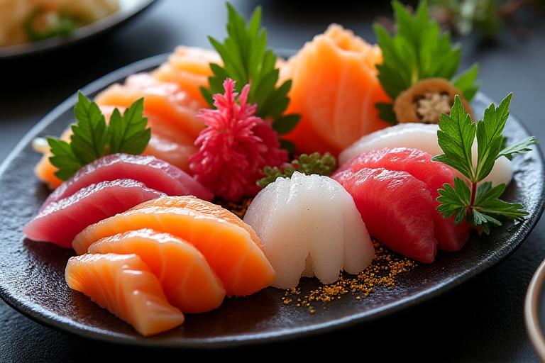 美しく盛り付けられた高級感のある刺身盛り合わせ